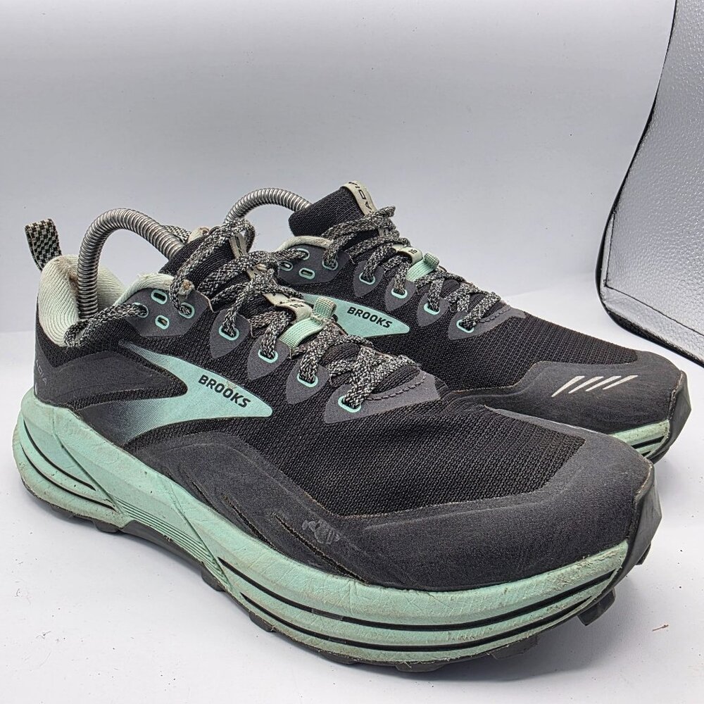 Brooks Cascadia 16 Womens Size 9.5 Black Teal Athletic Shoes Hiking 1203631B049
